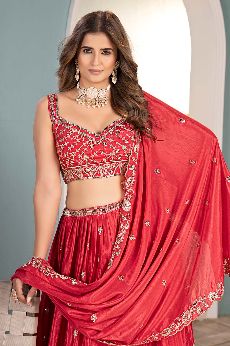 Orange Wedding Lehenga UK | Gold Embroidered Wedding Set PR