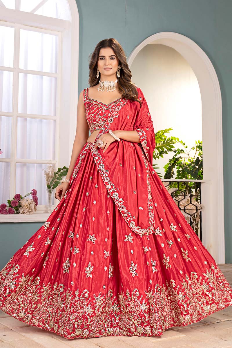 Orange Wedding Lehenga UK | Gold Embroidered Wedding Set PR