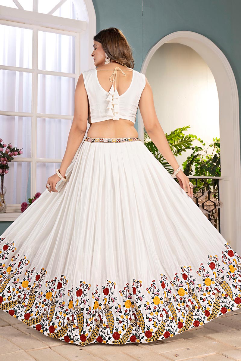 White Scarlet Wedding Lehenga | Heavy Gold Border & Dupatta PR