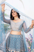 Sky Blue Wedding Lehenga | Heavy Embroidered Border & Dupatta PR