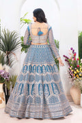 Sky Blue Wedding Lehenga | Heavy Embroidered Border & Dupatta PR