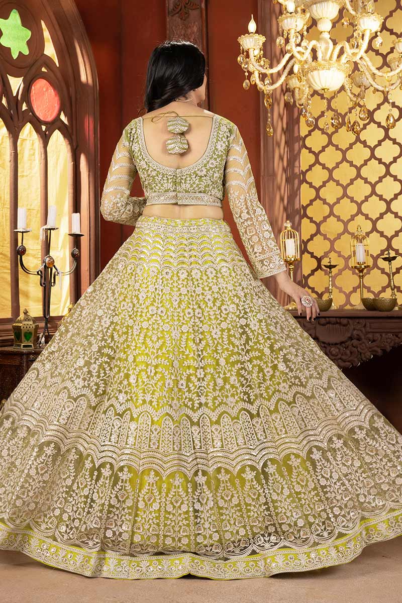 Parrot green Embroidered Border, Floral Motifs & Statement Dupatta PR