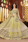 Parrot green Embroidered Border, Floral Motifs & Statement Dupatta PR