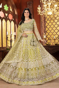 Parrot green Embroidered Border, Floral Motifs & Statement Dupatta PR
