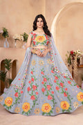 Grey Floral Embroidered Lehenga Choli UK | Sunflower Designer Wear PR