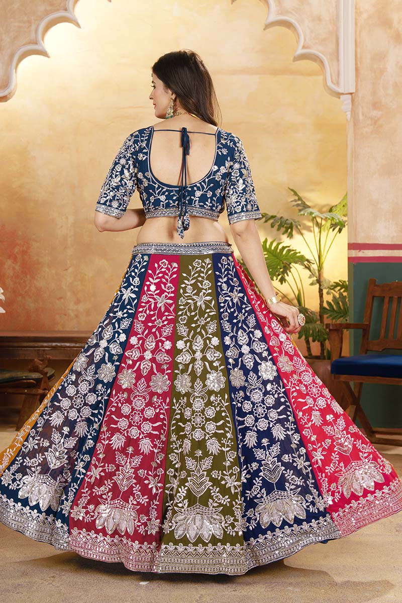 Designer Blue Lehenga Choli UK | Sequins Embroidery Festive Outfit PR