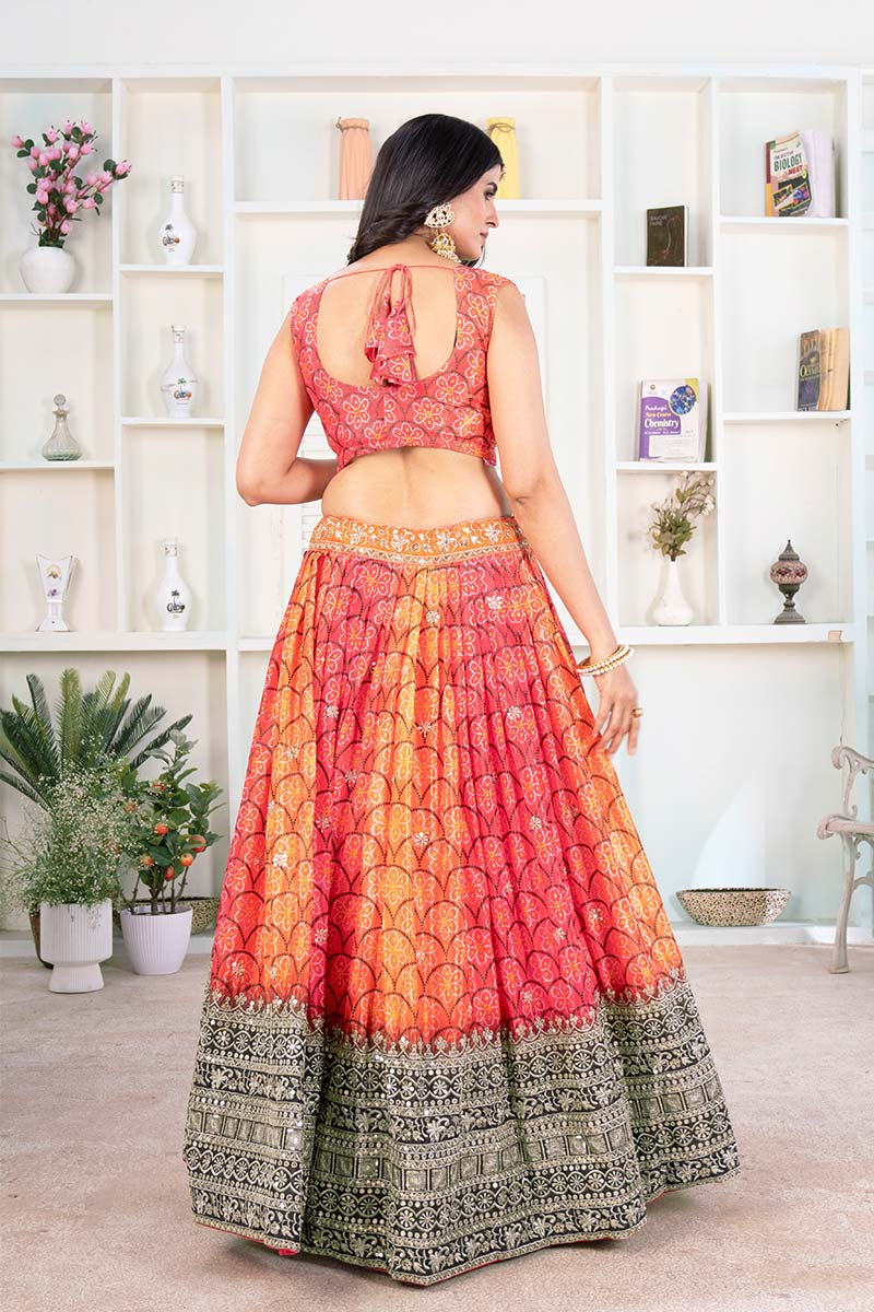 Orange Embroidered Lehenga UK | Orange festive & Party Wear Set PR