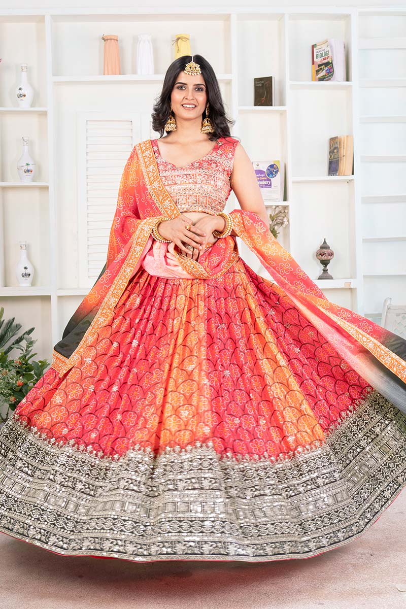 Orange Embroidered Lehenga UK | Orange festive & Party Wear Set PR