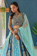 Blue Lehenga Choli UK | Floral Embroidered Designer Set PR