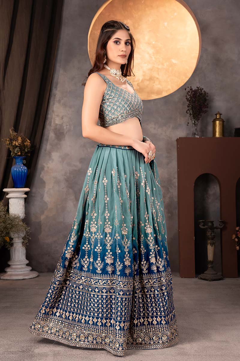 Navy Blue Elegant Lehenga UK | Premium Indian Wear Outfit PR