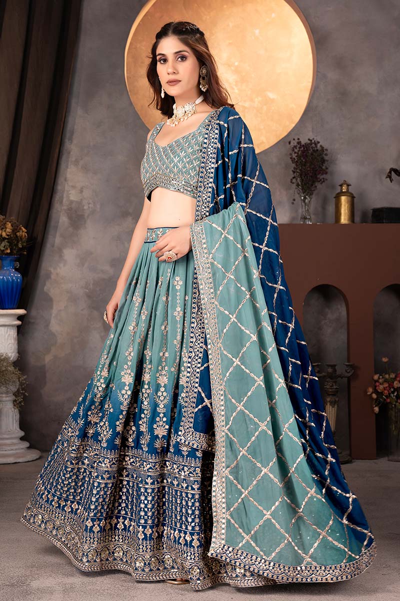 Navy Blue Elegant Lehenga UK | Premium Indian Wear Outfit PR