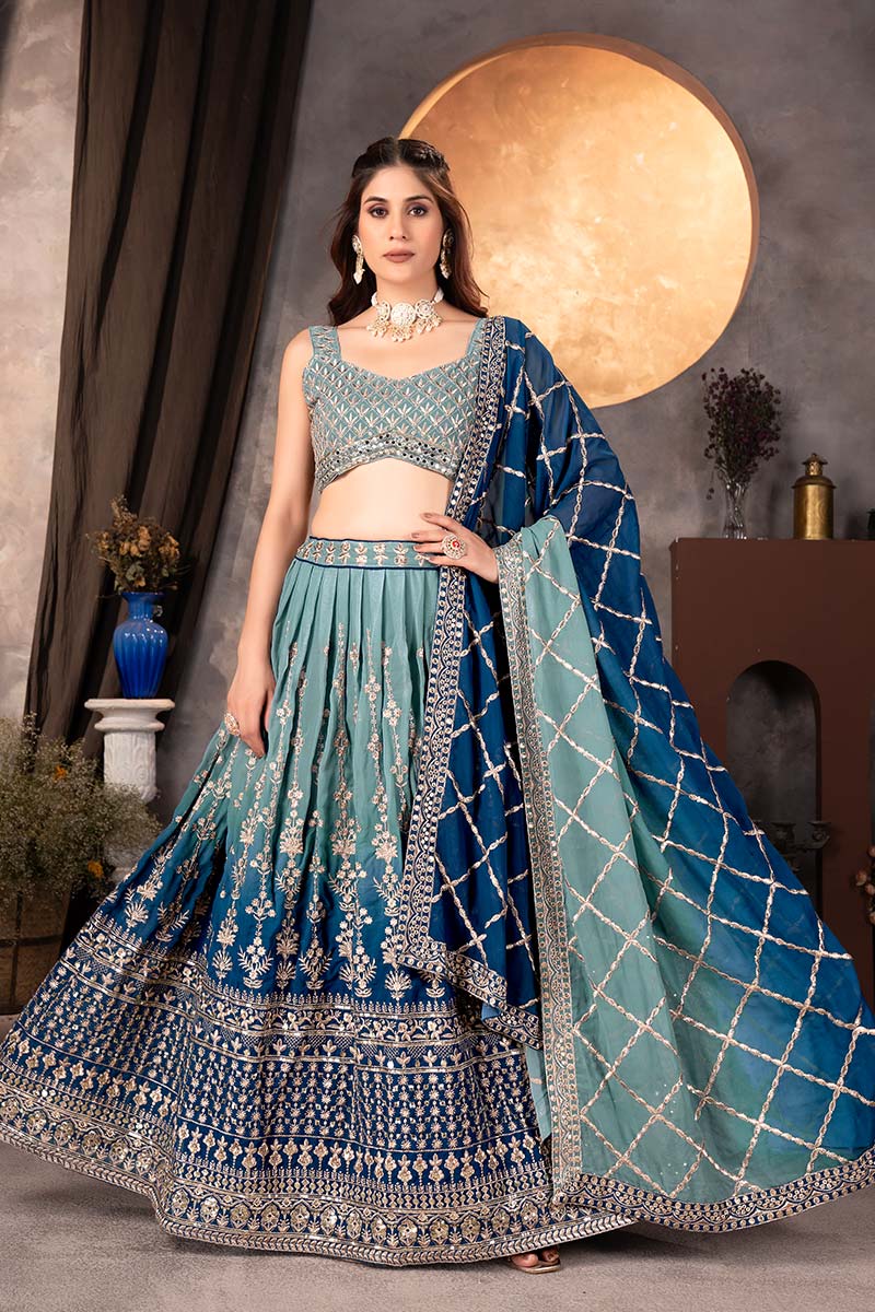 Navy Blue Elegant Lehenga UK | Premium Indian Wear Outfit PR
