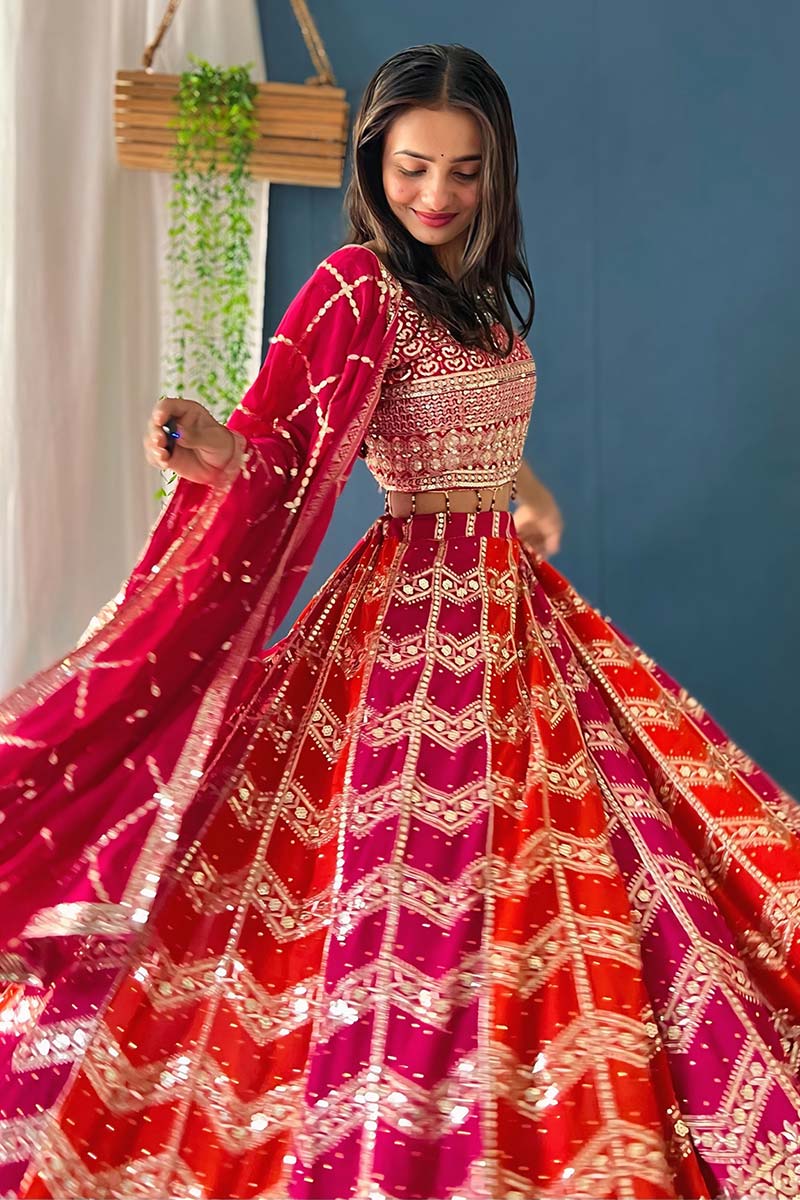 Designer Floral Maroon Lehenga Choli UK | Premium Festive Wear PR