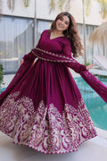 Designer Emerald Green Wedding Guest Gown UK | Heavy Floral Hem Embroidery PR