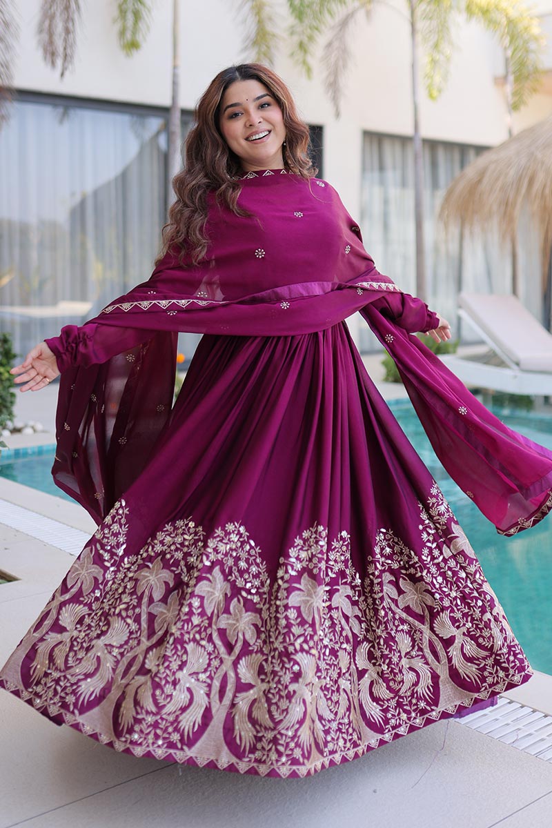 Designer Emerald Green Wedding Guest Gown UK | Heavy Floral Hem Embroidery PR
