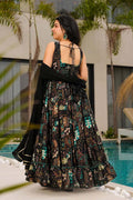 Black Floral Anarkali Maxi Dress UK | Festive Ethnic Party Wear PR