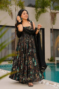 Black Floral Anarkali Maxi Dress UK | Festive Ethnic Party Wear PR