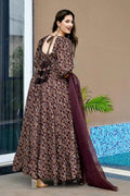 Ethnic Anarkali Dress UK | Maroon Floral Festive Gown PR