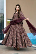 Ethnic Anarkali Dress UK | Maroon Floral Festive Gown PR