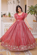 Elegant Red Embroidered Maxi Dress UK | Indian Anarkali Gown PR