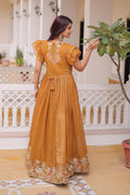Light Yellow Ethnic Maxi Dress UK | Embroidered Festive Anarkali Outfit PR