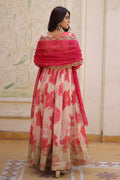Orange Floor-Length Anarkali UK | Floral Threadwork & Soft Flow Fabric PR