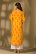 Yellow Cambric Cotton Printed Kurti – Elegant Everyday Wear PR