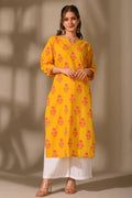 Yellow Cambric Cotton Printed Kurti – Elegant Everyday Wear PR