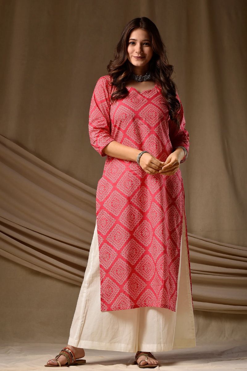 Pink Cambric Cotton Printed Kurti – Elegant Everyday Wear PR