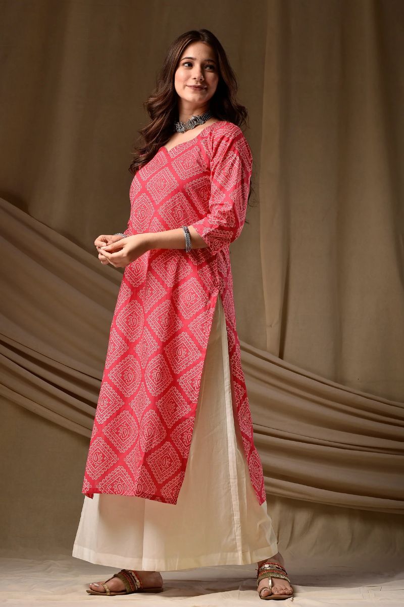 Pink Cambric Cotton Printed Kurti – Elegant Everyday Wear PR