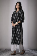 Black Cambric Cotton Printed Kurti – Elegant Everyday Wear PR