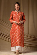 Orange Cambric Cotton Printed Kurti – Elegant Everyday Wear PR