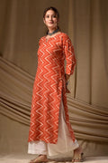Orange Cambric Cotton Printed Kurti – Elegant Everyday Wear PR