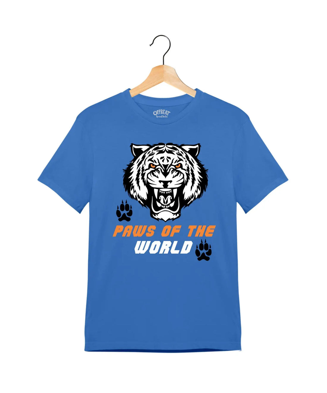 "Paws of the World" - Juniors Unisex T-Shirt –  Premium Round Neck - Electric Blue - 100% Cotton Offbeat