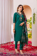 Peach Floral Printed Cotton Kurta Set with Print Dupatta RTI