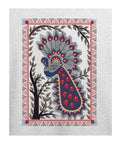 Peacock Art - Women’s T-Shirt –  Premium Round Neck - White Melange - 100% Cotton Offbeat