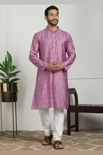 Pink Jacquard Kurta for Men – Festive & Formal Wear KSF