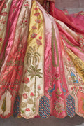 Pink and Gold Panelled Bridal Lehenga with Intricate Zari, Sequins & Thread Detailing KSR