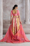 Pink and Gold Panelled Bridal Lehenga with Intricate Zari, Sequins & Thread Detailing KSR