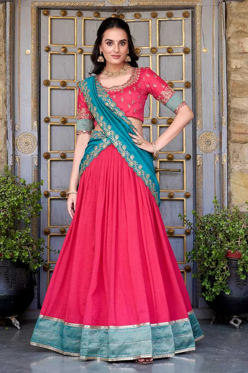Pink bridal lehenga Choli Set with Dupatta – Classic Festive/Functionwear RTI