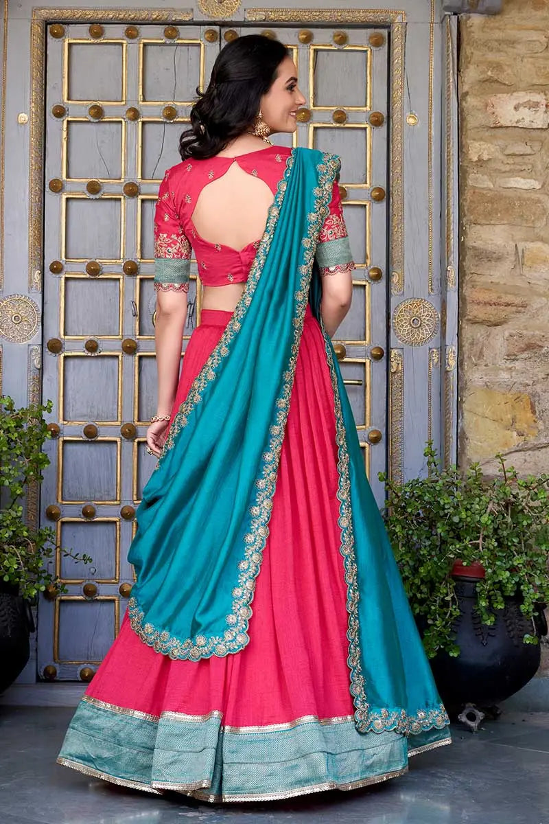 Pink bridal lehenga Choli Set with Dupatta – Classic Festive/Functionwear RTI