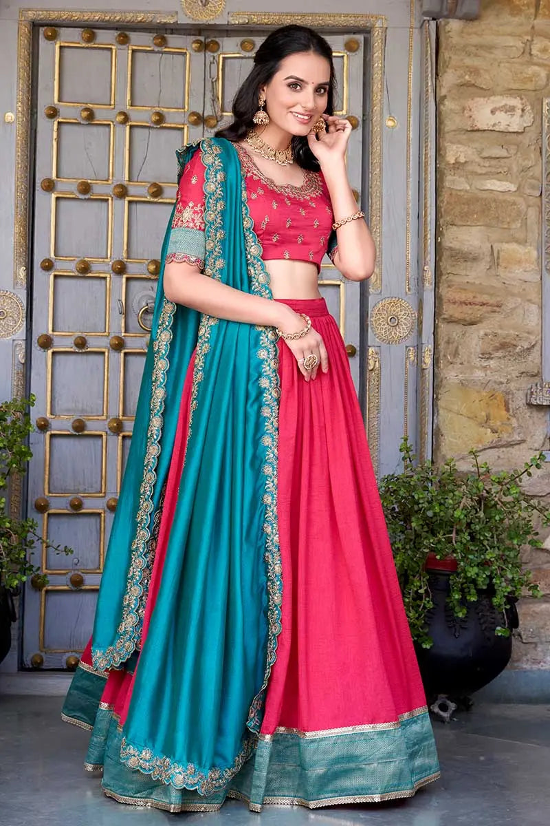Pink bridal lehenga Choli Set with Dupatta – Classic Festive/Functionwear RTI