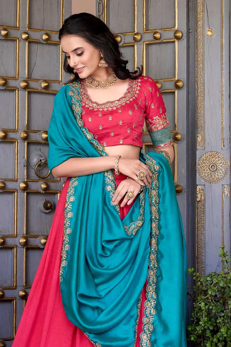 Pink bridal lehenga Choli Set with Dupatta – Classic Festive/Functionwear RTI