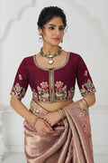 Pretty Pink Saree with Multi-Thread & Sequin Embroidery – Ideal for Weddings KSR