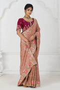 Pretty peach: Multicolor Embroidery with Blooming Floral Designs KSR