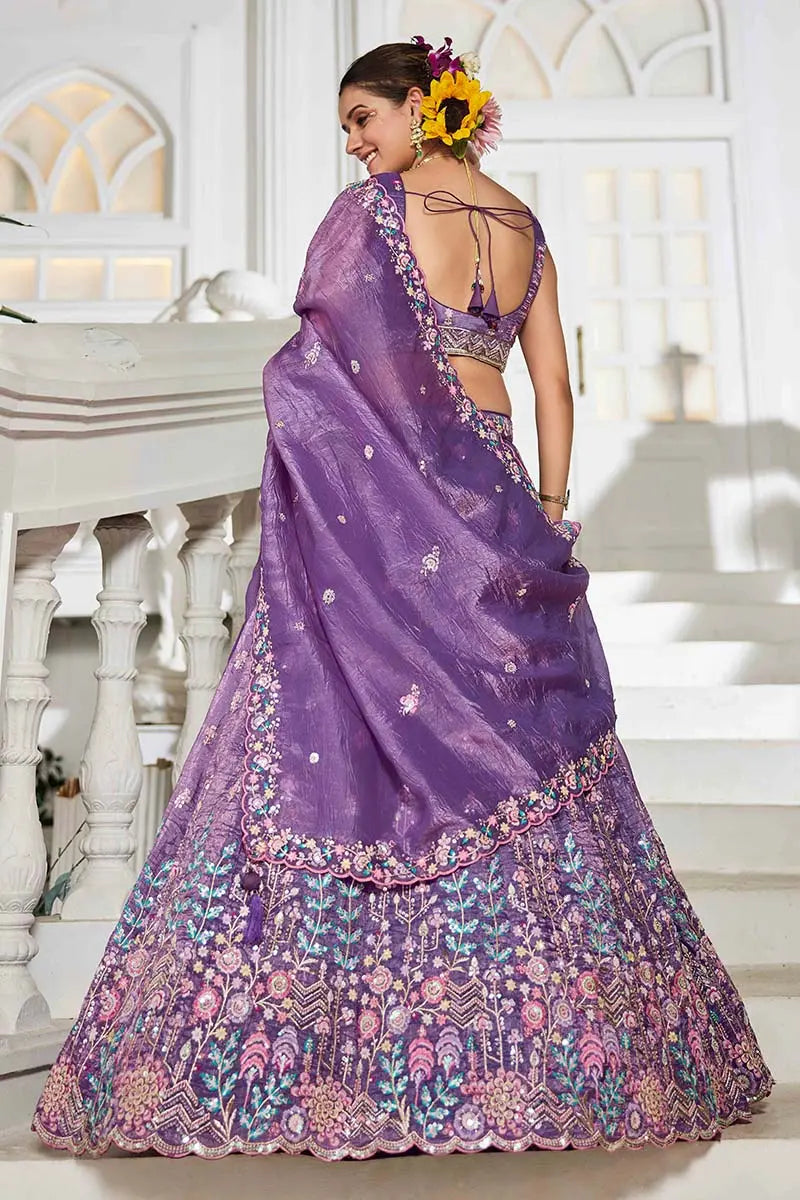 Purple Embroidered Lehenga with Dupatta – Festive & Wedding Wear RTI