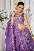 Purple Embroidered Lehenga with Dupatta – Festive & Wedding Wear RTI