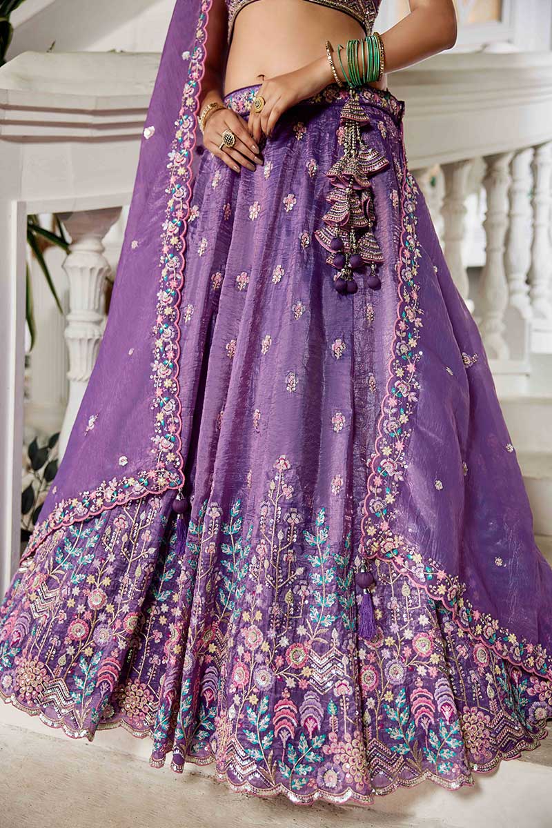 Purple Embroidered Lehenga with Dupatta – Festive & Wedding Wear RTI