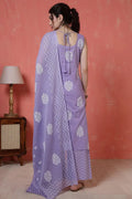Purple Floral Printed Cotton Kurta Set with Print Dupatta KSF