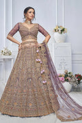 Purple Heavy Embroidered Bridal Lehenga with Mirror & Zari Detailing KSR